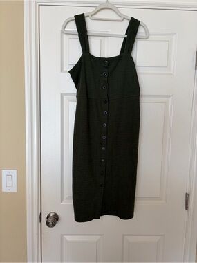 Madewell Texture & Thread Olive Button-Front Midi Dress